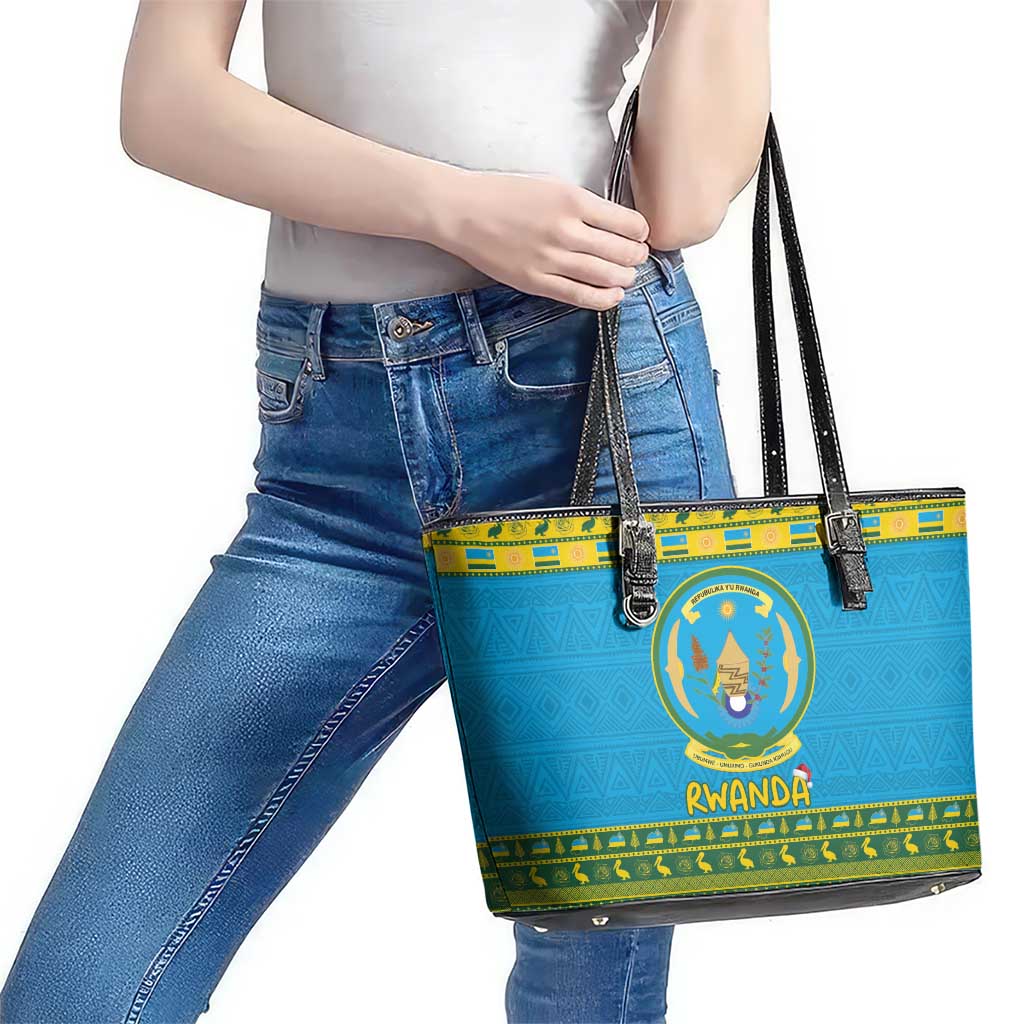 Rwanda Christmas Leather Tote Bag Coat Of Arms Noheli Nziza - Wonder Print Shop