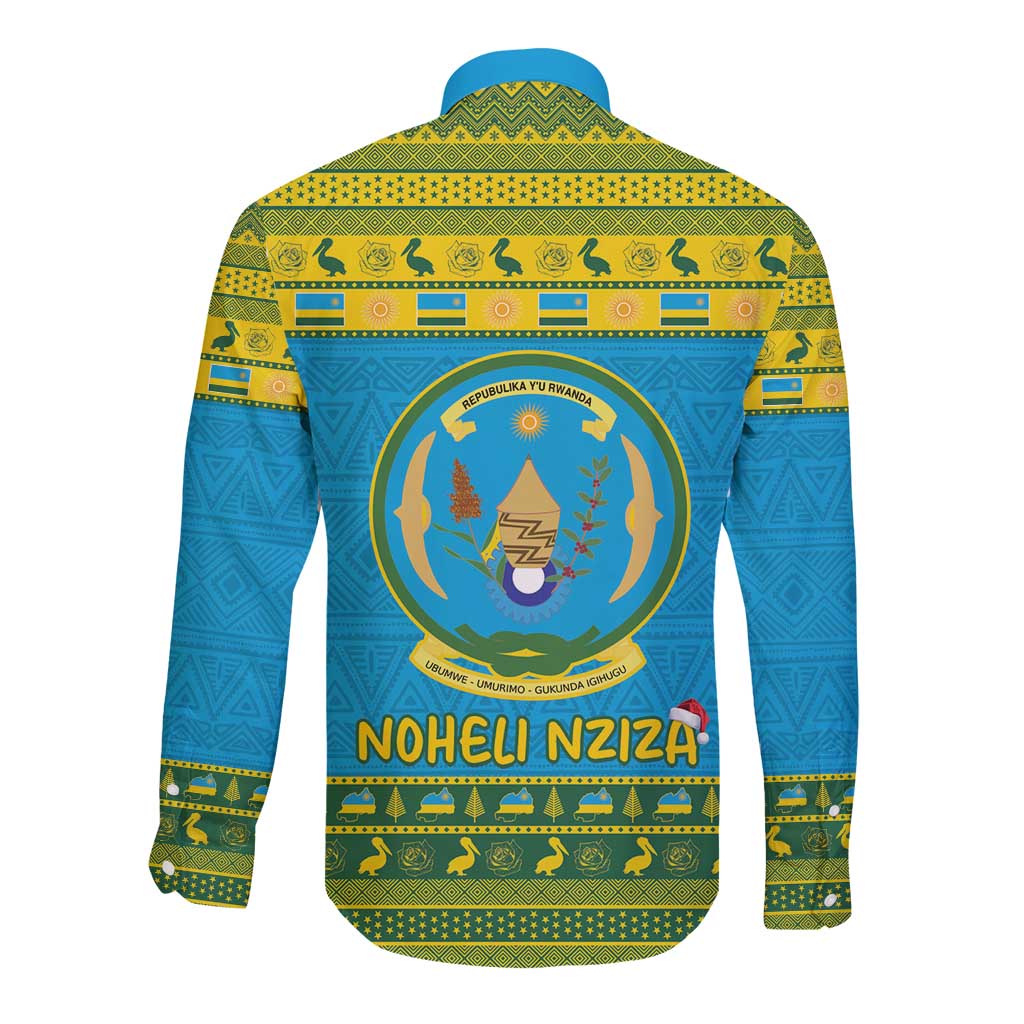 Rwanda Christmas Long Sleeve Button Shirt Coat Of Arms Noheli Nziza - Wonder Print Shop