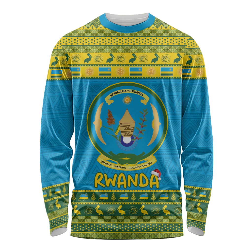Rwanda Christmas Long Sleeve Shirt Coat Of Arms Noheli Nziza - Wonder Print Shop