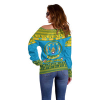 Rwanda Christmas Off Shoulder Sweater Coat Of Arms Noheli Nziza - Wonder Print Shop