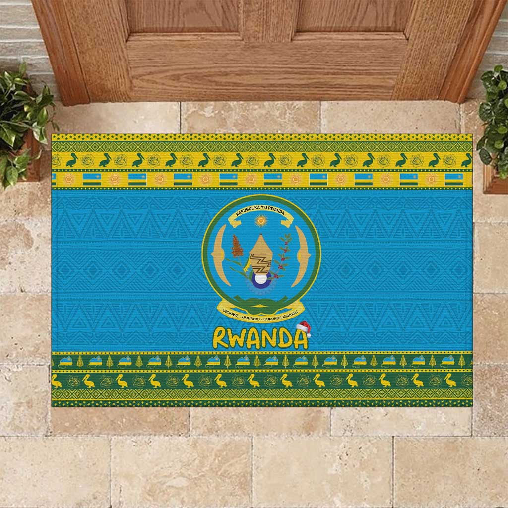 Rwanda Christmas Rubber Doormat Coat Of Arms Noheli Nziza - Wonder Print Shop