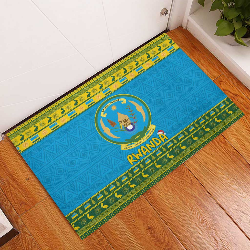 Rwanda Christmas Rubber Doormat Coat Of Arms Noheli Nziza - Wonder Print Shop