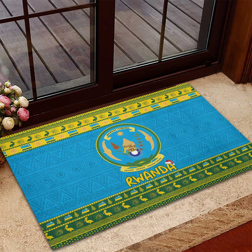 Rwanda Christmas Rubber Doormat Coat Of Arms Noheli Nziza - Wonder Print Shop