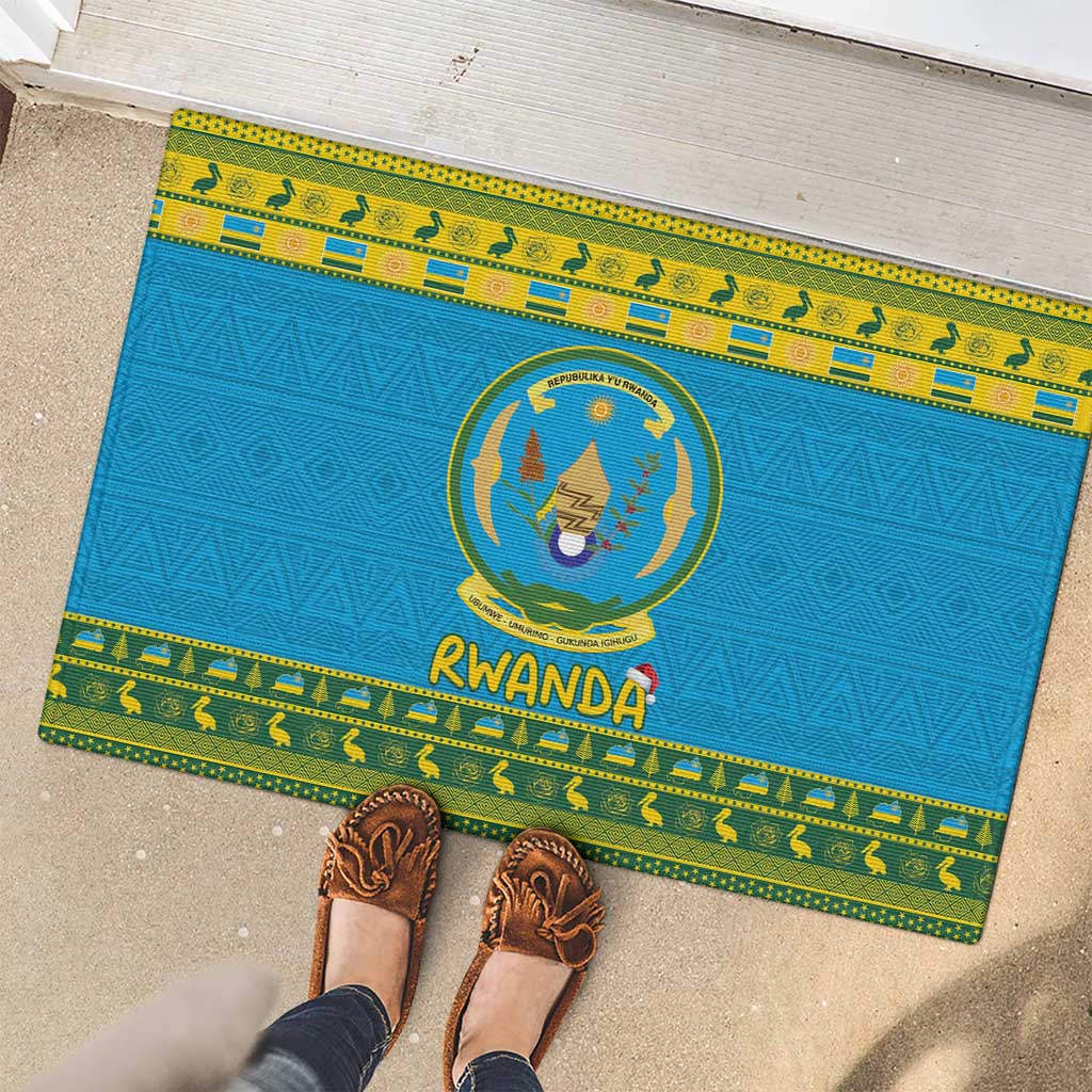 Rwanda Christmas Rubber Doormat Coat Of Arms Noheli Nziza - Wonder Print Shop