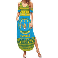 Rwanda Christmas Summer Maxi Dress Coat Of Arms Noheli Nziza - Wonder Print Shop