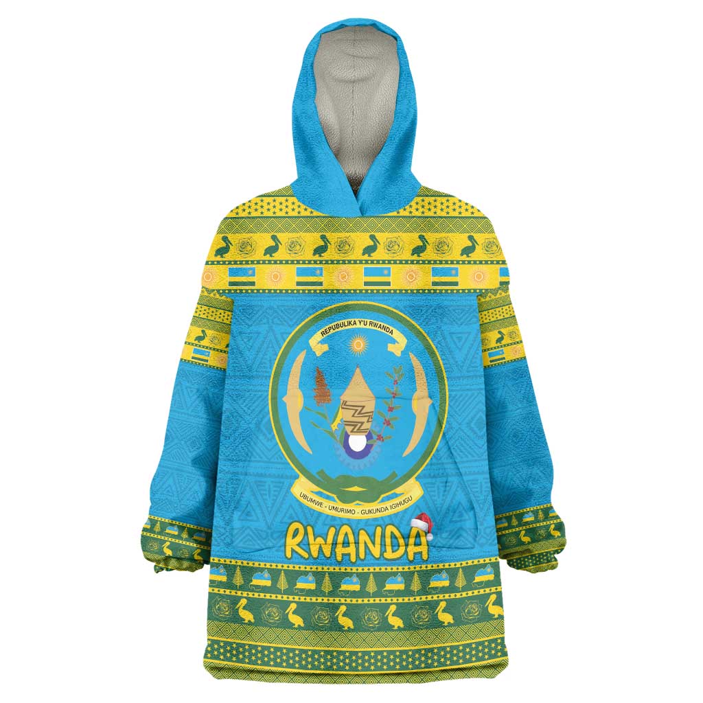 Rwanda Christmas Wearable Blanket Hoodie Coat Of Arms Noheli Nziza - Wonder Print Shop