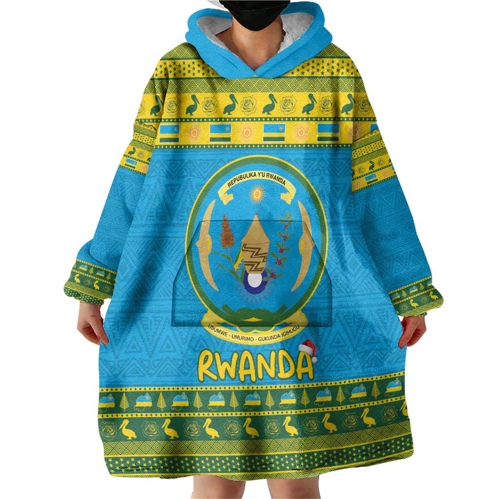 Rwanda Christmas Wearable Blanket Hoodie Coat Of Arms Noheli Nziza - Wonder Print Shop