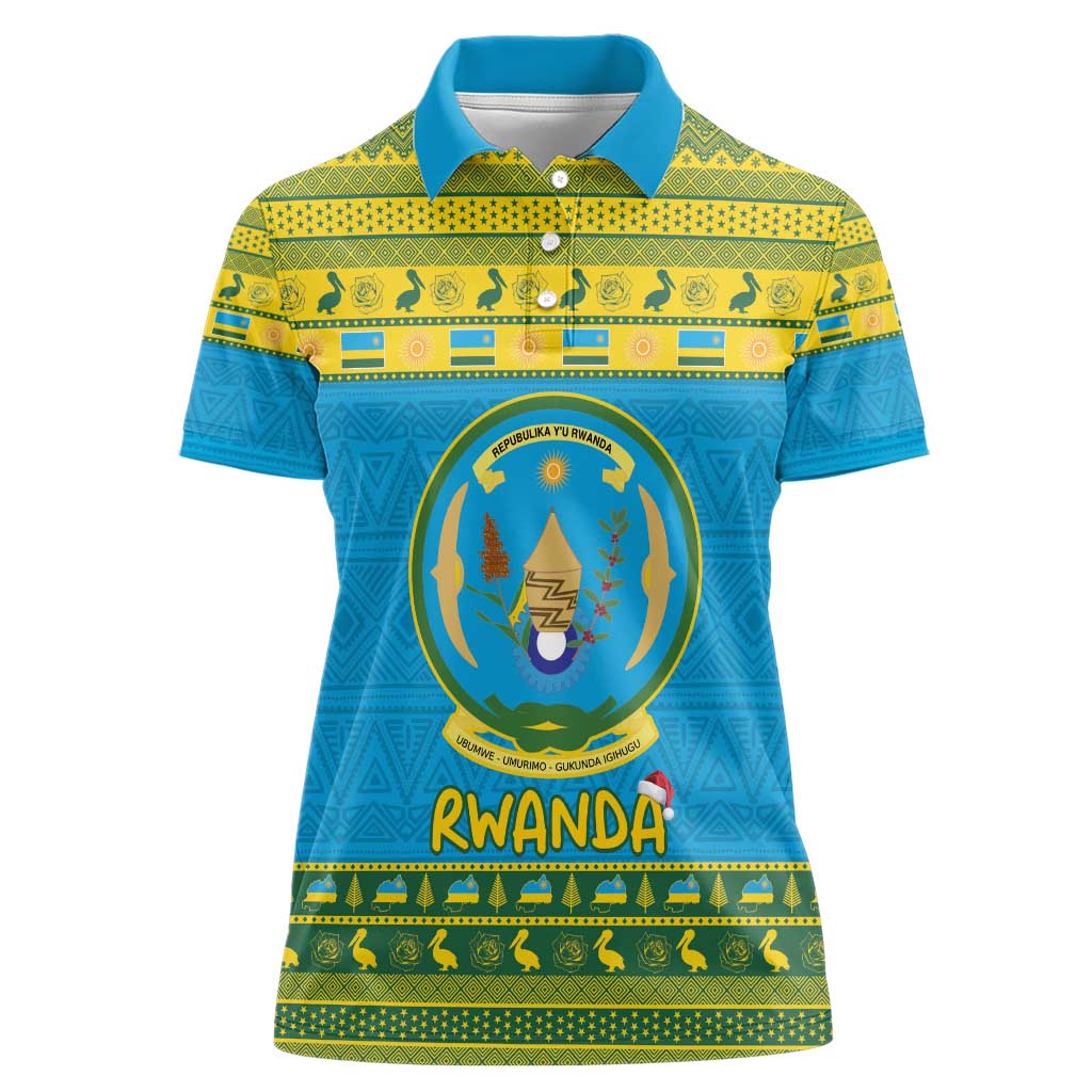 Rwanda Christmas Women Polo Shirt Coat Of Arms Noheli Nziza - Wonder Print Shop