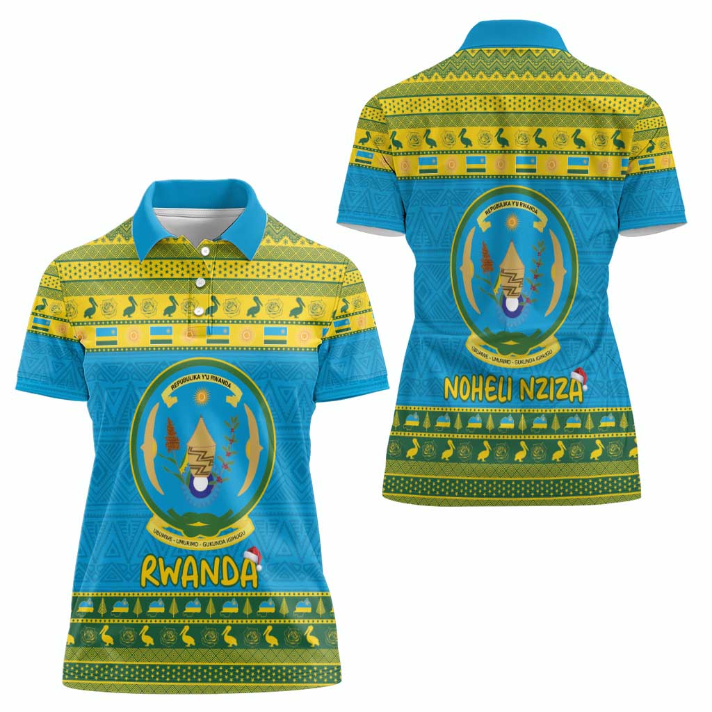 Rwanda Christmas Women Polo Shirt Coat Of Arms Noheli Nziza - Wonder Print Shop