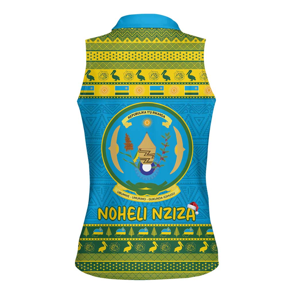 Rwanda Christmas Women Sleeveless Polo Shirt Coat Of Arms Noheli Nziza - Wonder Print Shop