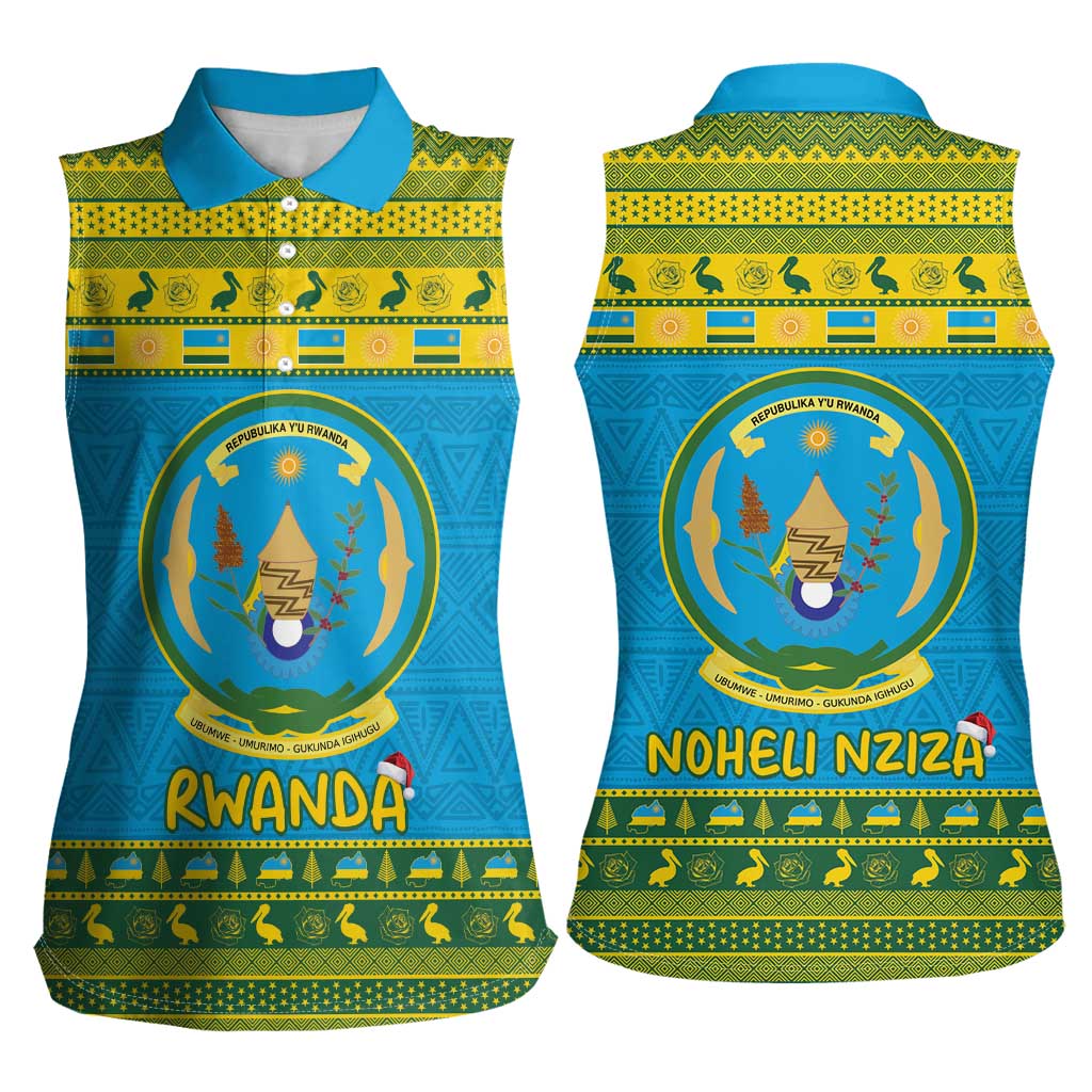 Rwanda Christmas Women Sleeveless Polo Shirt Coat Of Arms Noheli Nziza - Wonder Print Shop