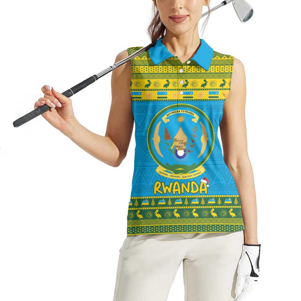 Rwanda Christmas Women Sleeveless Polo Shirt Coat Of Arms Noheli Nziza - Wonder Print Shop