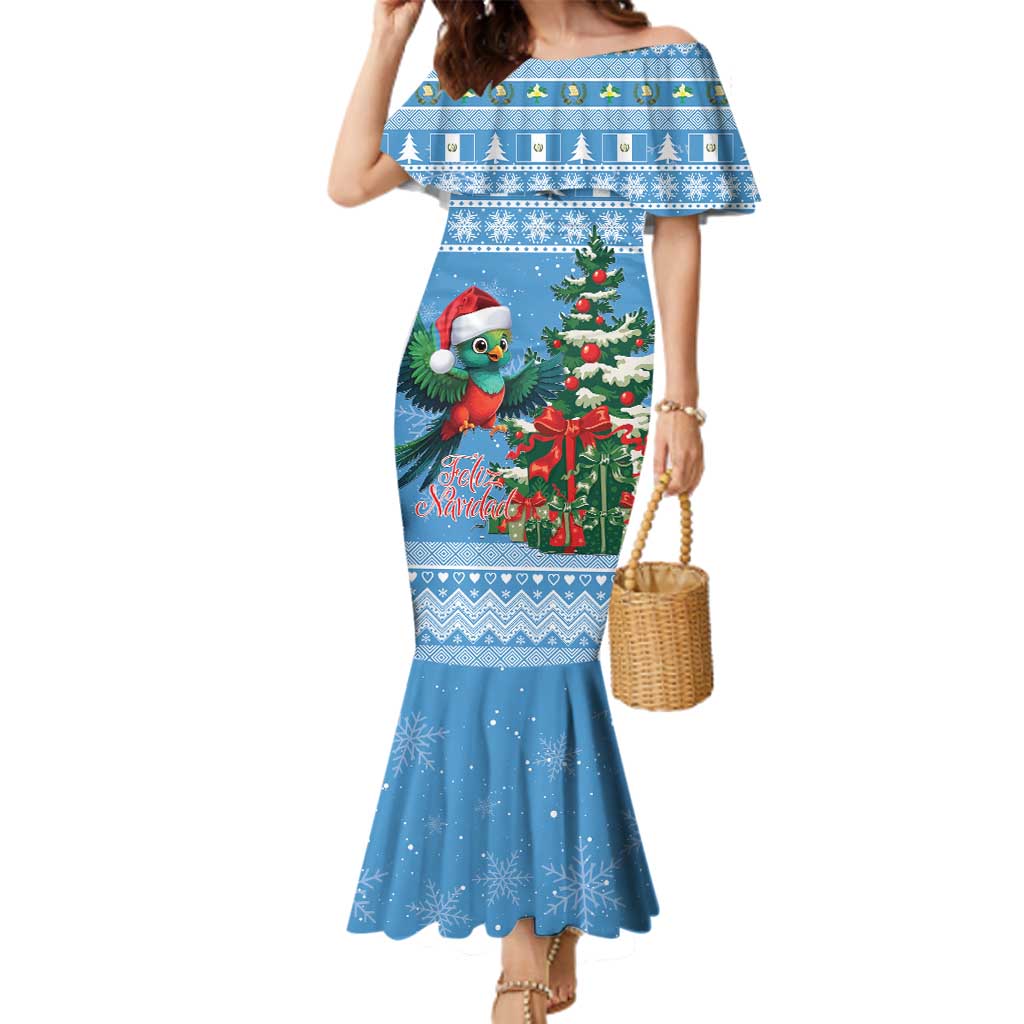 Guatemala Christmas Family Matching Mermaid Dress and Hawaiian Shirt Quetzal Feliz Navidad - Wonder Print Shop