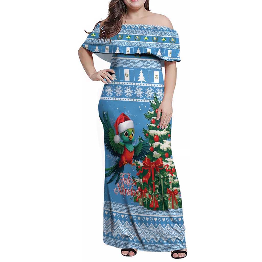 Guatemala Christmas Family Matching Off Shoulder Maxi Dress and Hawaiian Shirt Quetzal Feliz Navidad - Wonder Print Shop
