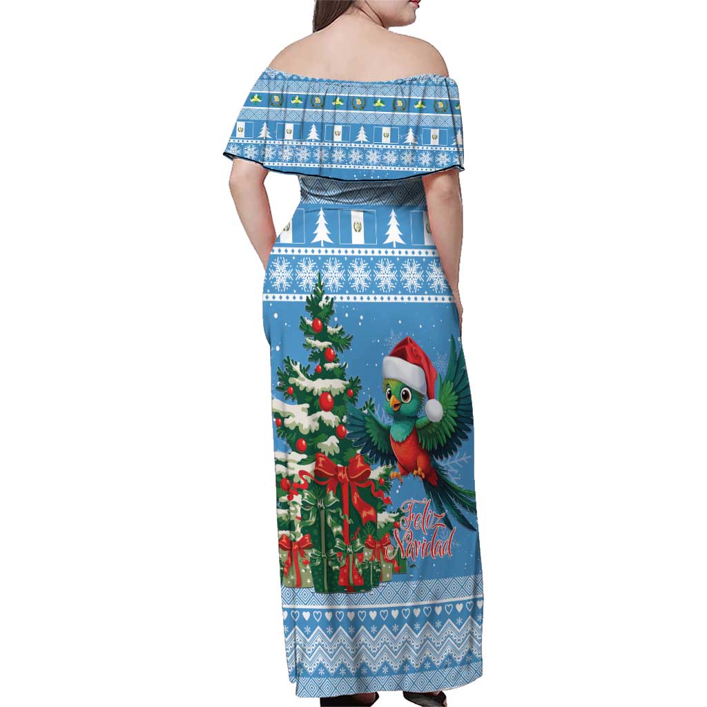 Guatemala Christmas Family Matching Off Shoulder Maxi Dress and Hawaiian Shirt Quetzal Feliz Navidad - Wonder Print Shop