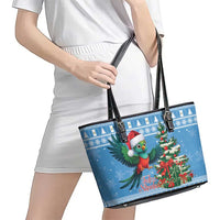 Guatemala Christmas Leather Tote Bag Quetzal Feliz Navidad - Wonder Print Shop