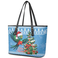 Guatemala Christmas Leather Tote Bag Quetzal Feliz Navidad - Wonder Print Shop