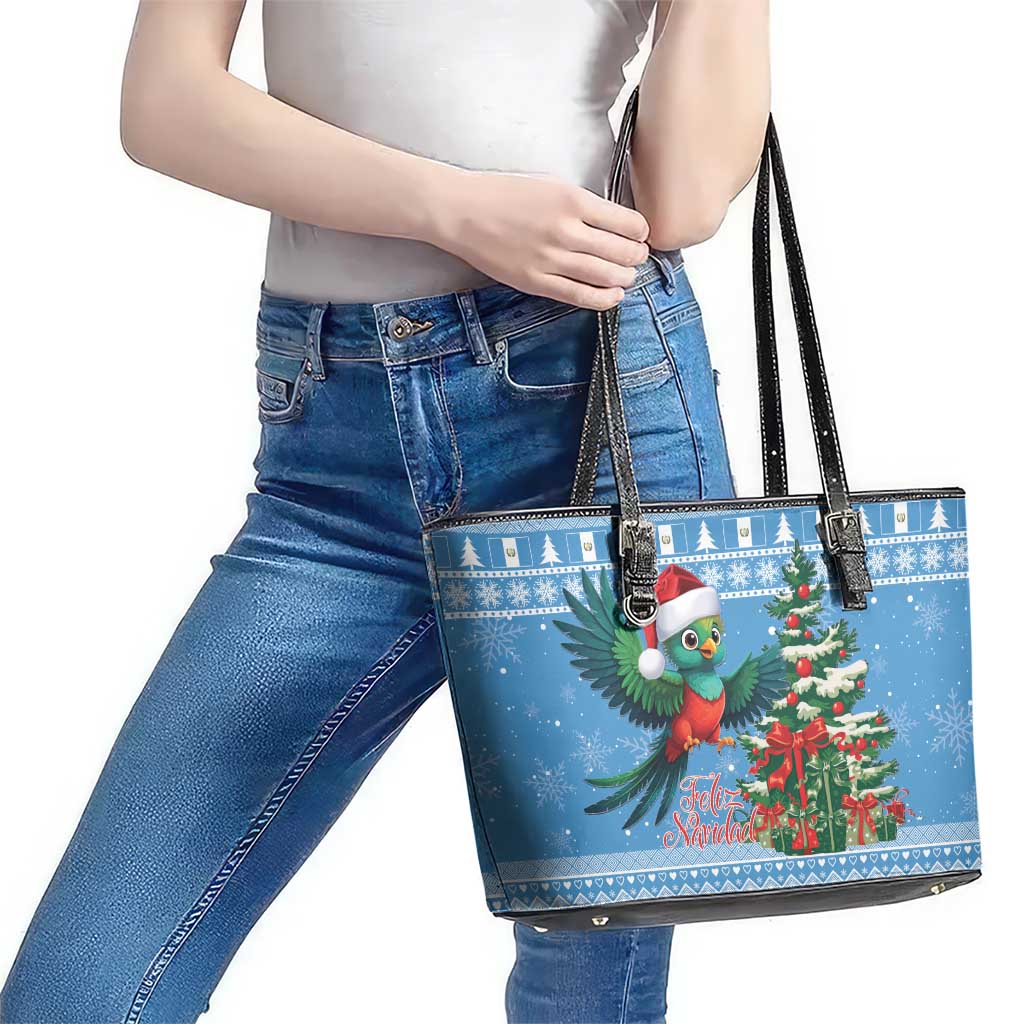 Guatemala Christmas Leather Tote Bag Quetzal Feliz Navidad - Wonder Print Shop
