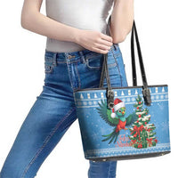 Guatemala Christmas Leather Tote Bag Quetzal Feliz Navidad - Wonder Print Shop