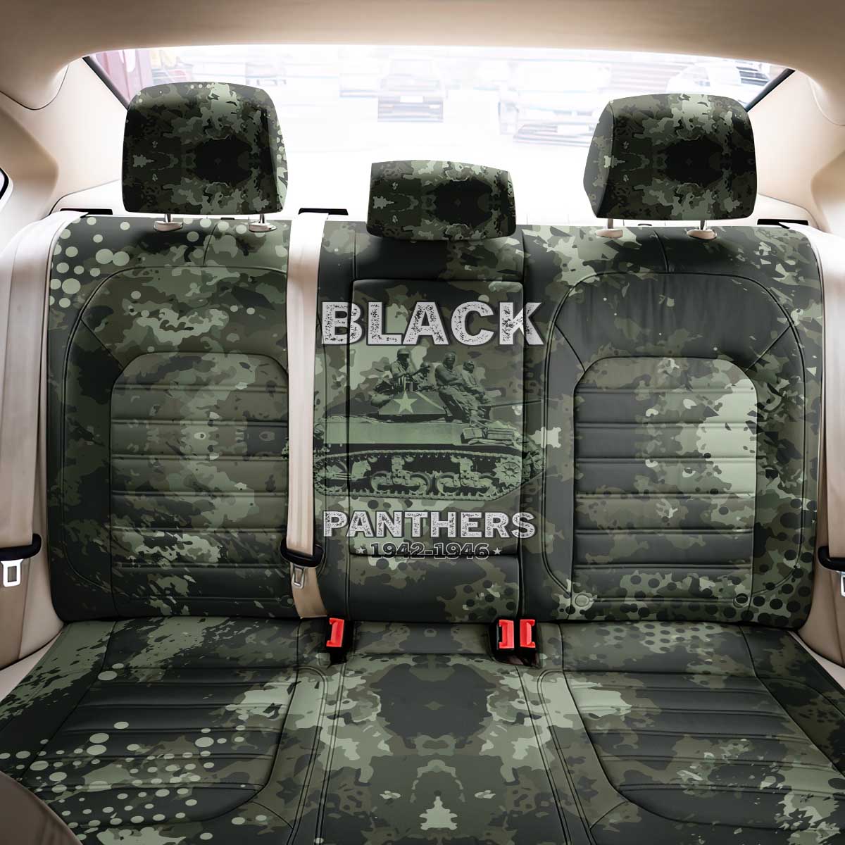 761st Tank Battalion Black Panthers Back Car Seat Cover WWII Military Camouflage - Wonder Print Shop
