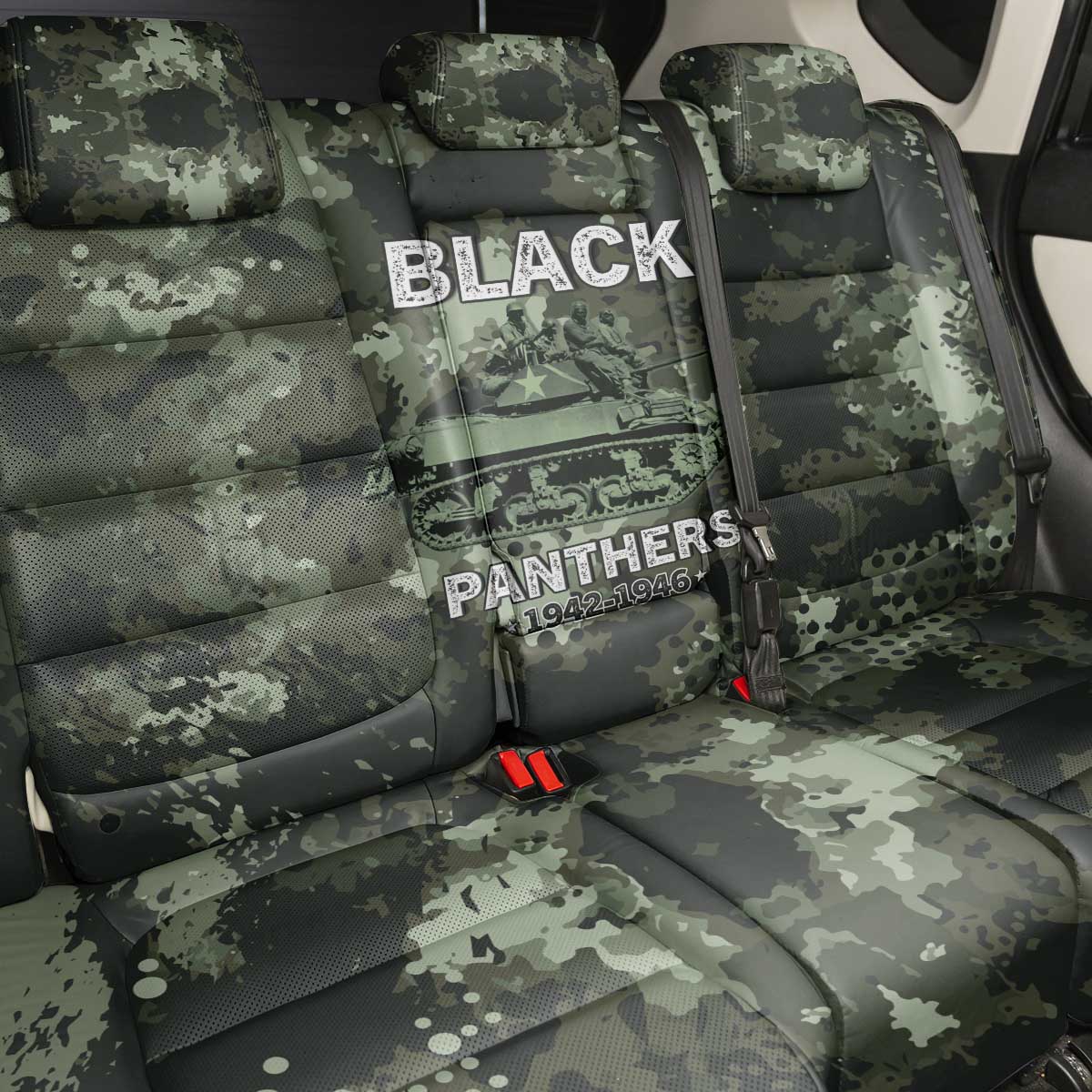 761st Tank Battalion Black Panthers Back Car Seat Cover WWII Military Camouflage - Wonder Print Shop