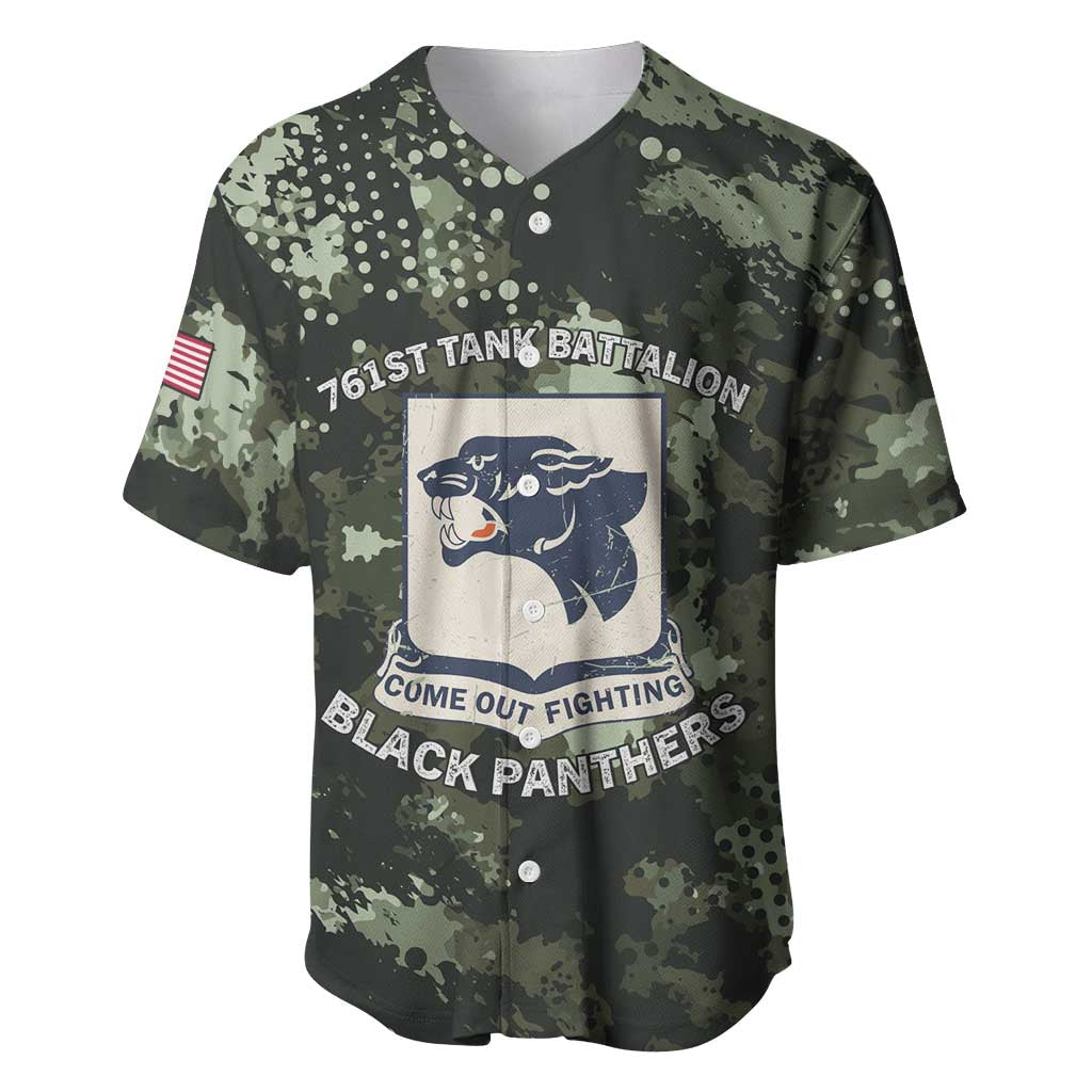 761st Tank Battalion Black Panthers Baseball Jersey WWII Military Camouflage - Wonder Print Shop