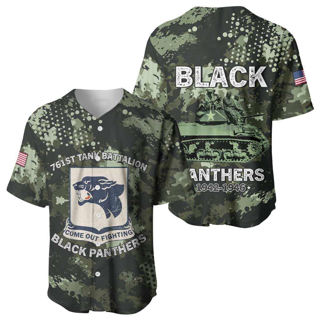 761st Tank Battalion Black Panthers Baseball Jersey WWII Military Camouflage - Wonder Print Shop