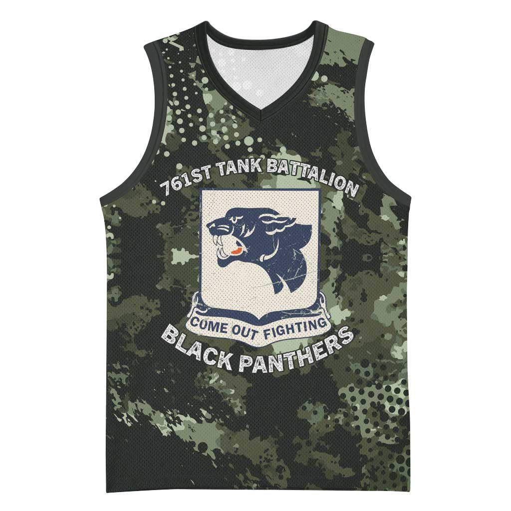 761st Tank Battalion Black Panthers Basketball Jersey WWII Military Camouflage - Wonder Print Shop