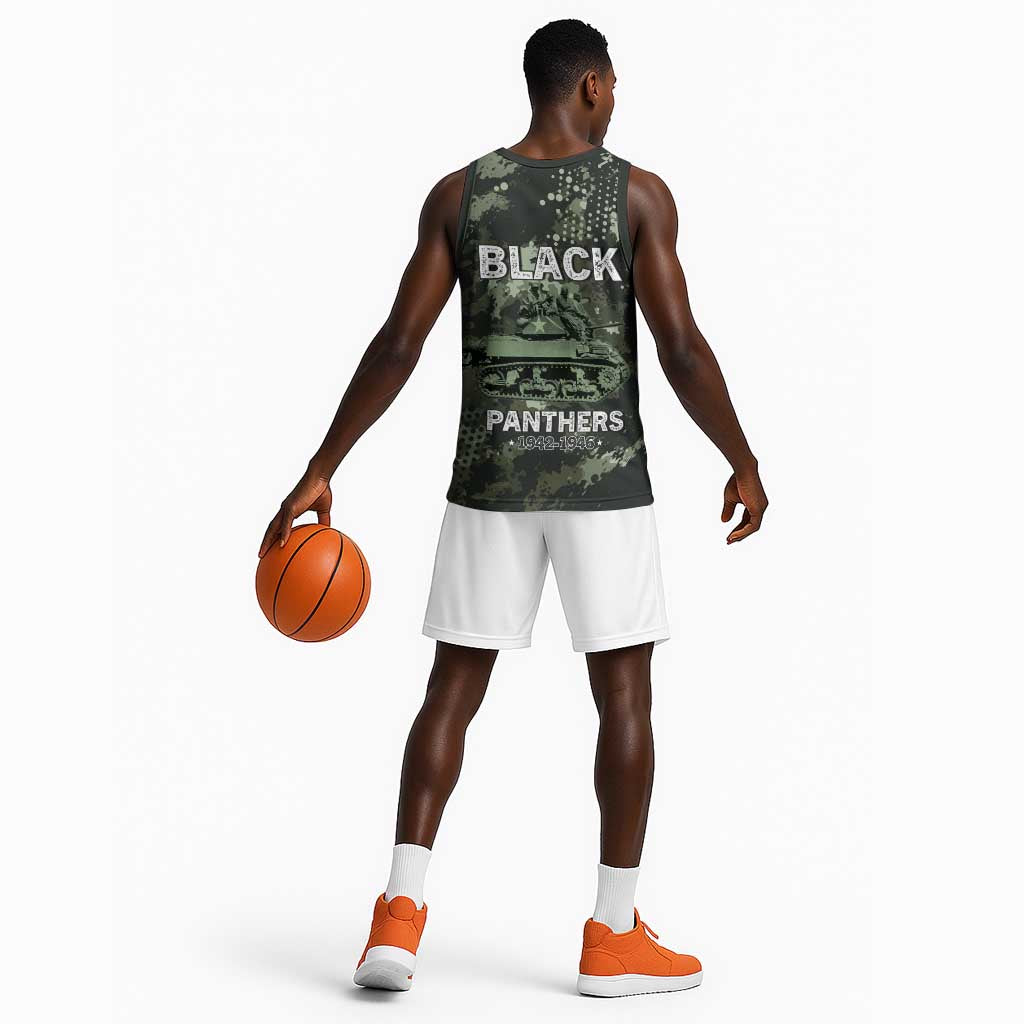 761st Tank Battalion Black Panthers Basketball Jersey WWII Military Camouflage - Wonder Print Shop
