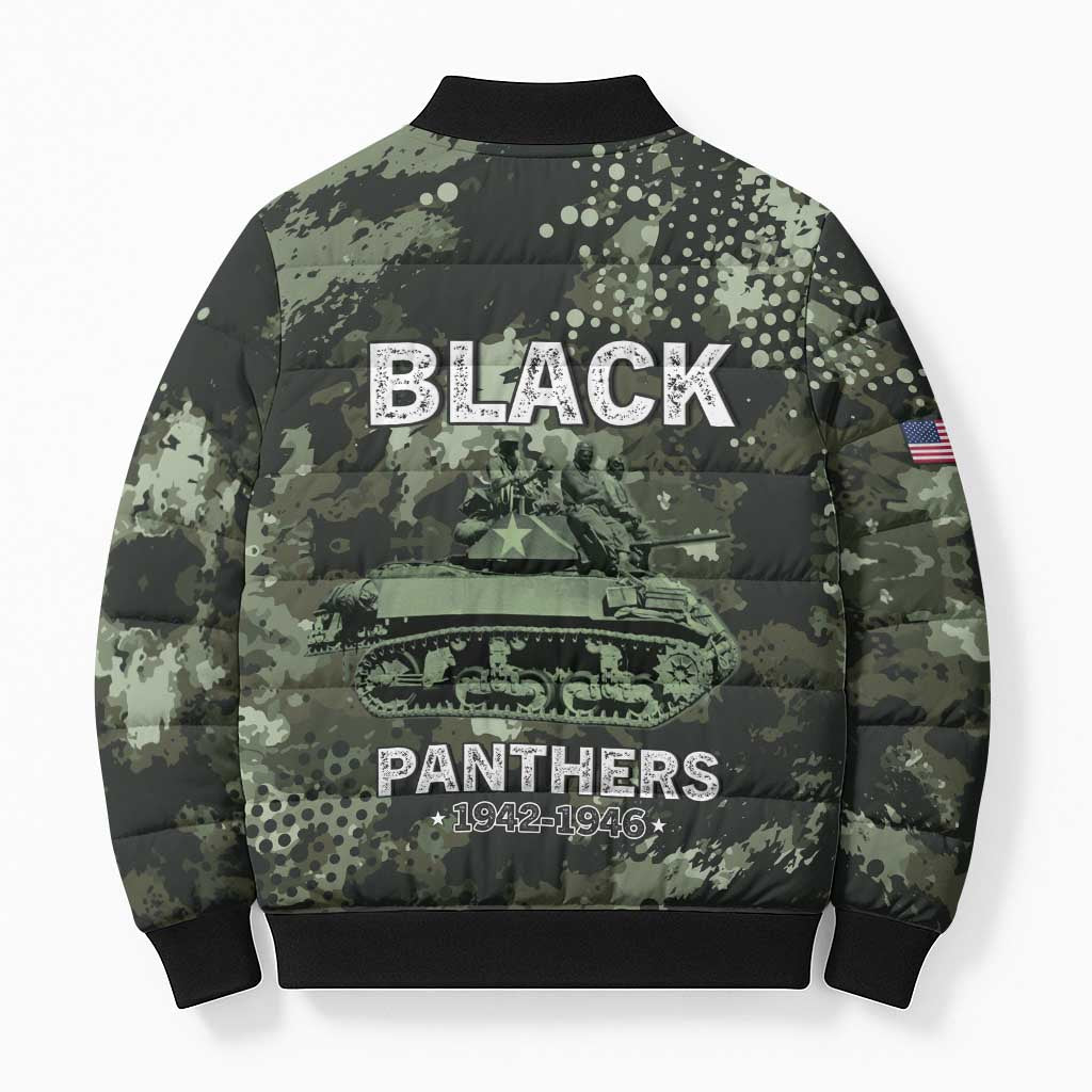 761st Tank Battalion Black Panthers Bomber Puffer Jacket WWII Military Camouflage - Wonder Print Shop