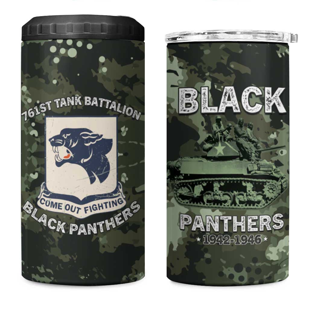 761st Tank Battalion Black Panthers 4 in 1 Can Cooler Tumbler WWII Military Camouflage - Wonder Print Shop