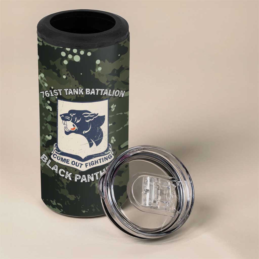 761st Tank Battalion Black Panthers 4 in 1 Can Cooler Tumbler WWII Military Camouflage - Wonder Print Shop