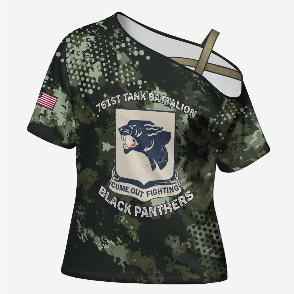 761st Tank Battalion Black Panthers Cross Shoulder Shirt WWII Military Camouflage - Wonder Print Shop