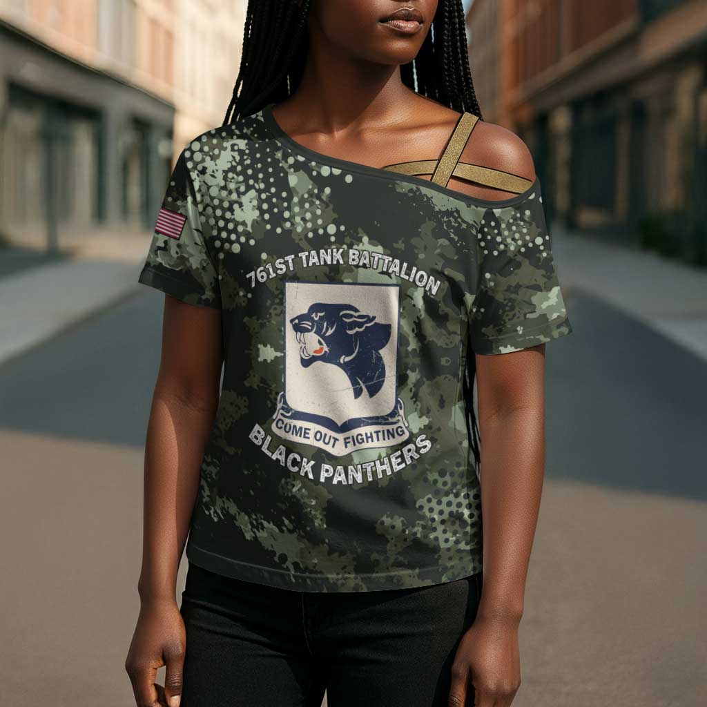 761st Tank Battalion Black Panthers Cross Shoulder Shirt WWII Military Camouflage - Wonder Print Shop