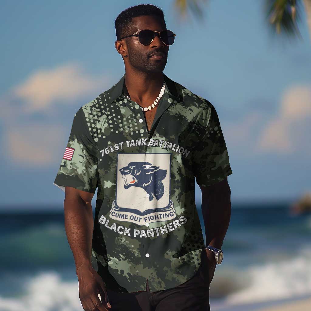 761st Tank Battalion Black Panthers Hawaiian Shirt WWII Military Camouflage - Wonder Print Shop