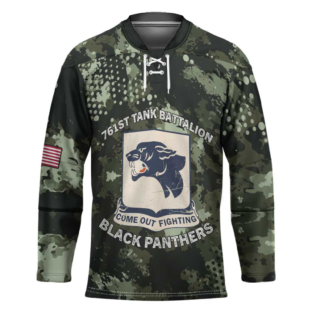 761st Tank Battalion Black Panthers Hockey Jersey WWII Military Camouflage - Wonder Print Shop