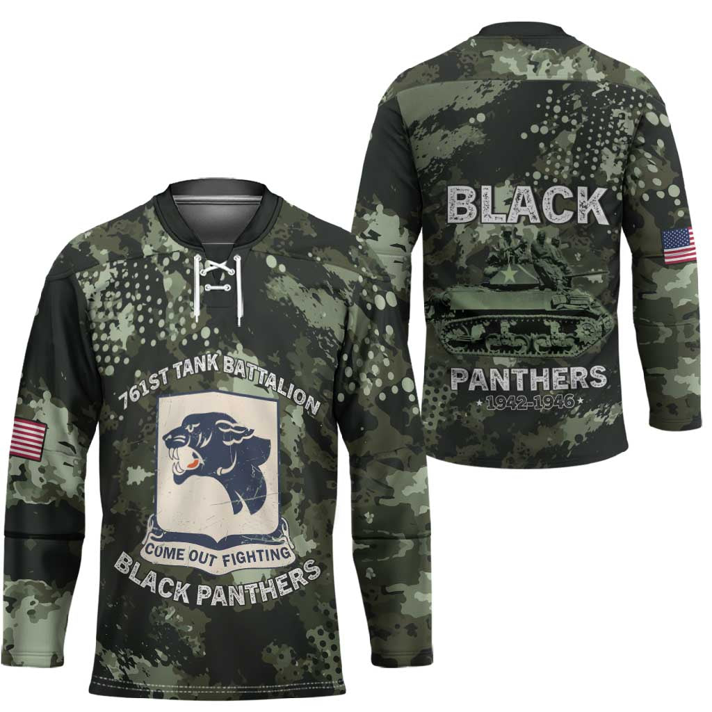 761st Tank Battalion Black Panthers Hockey Jersey WWII Military Camouflage - Wonder Print Shop