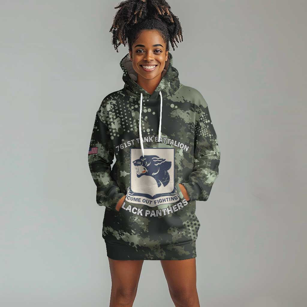 761st Tank Battalion Black Panthers Hoodie Dress WWII Military Camouflage - Wonder Print Shop