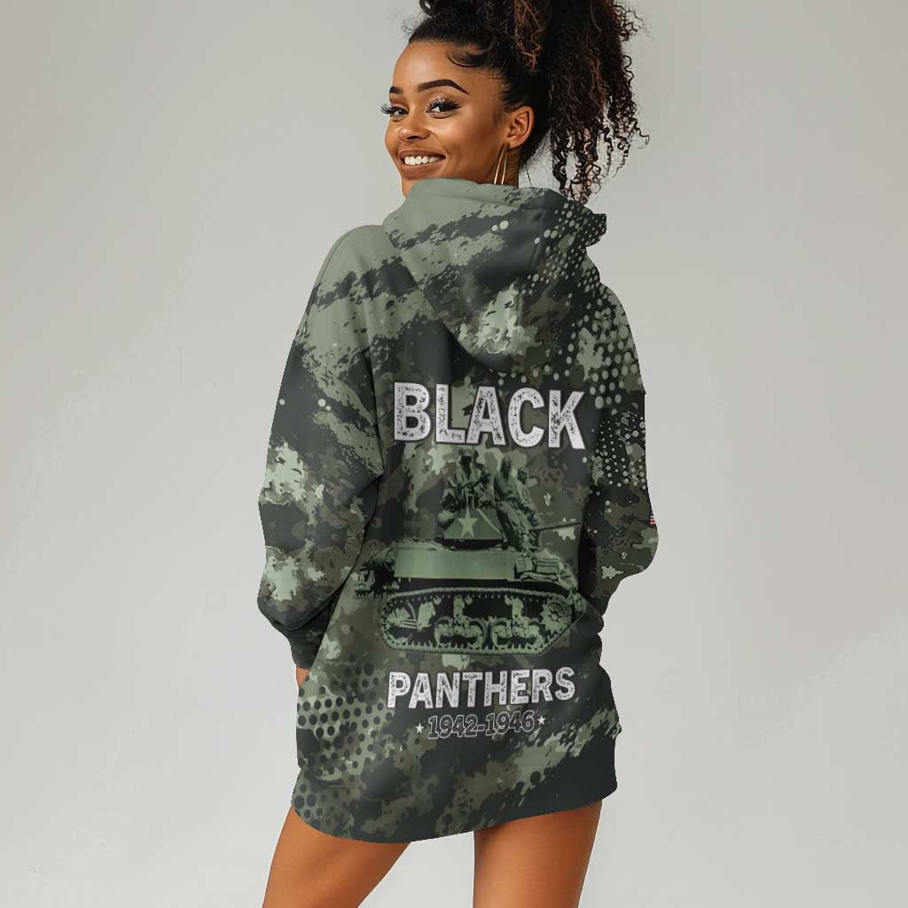 761st Tank Battalion Black Panthers Hoodie Dress WWII Military Camouflage - Wonder Print Shop