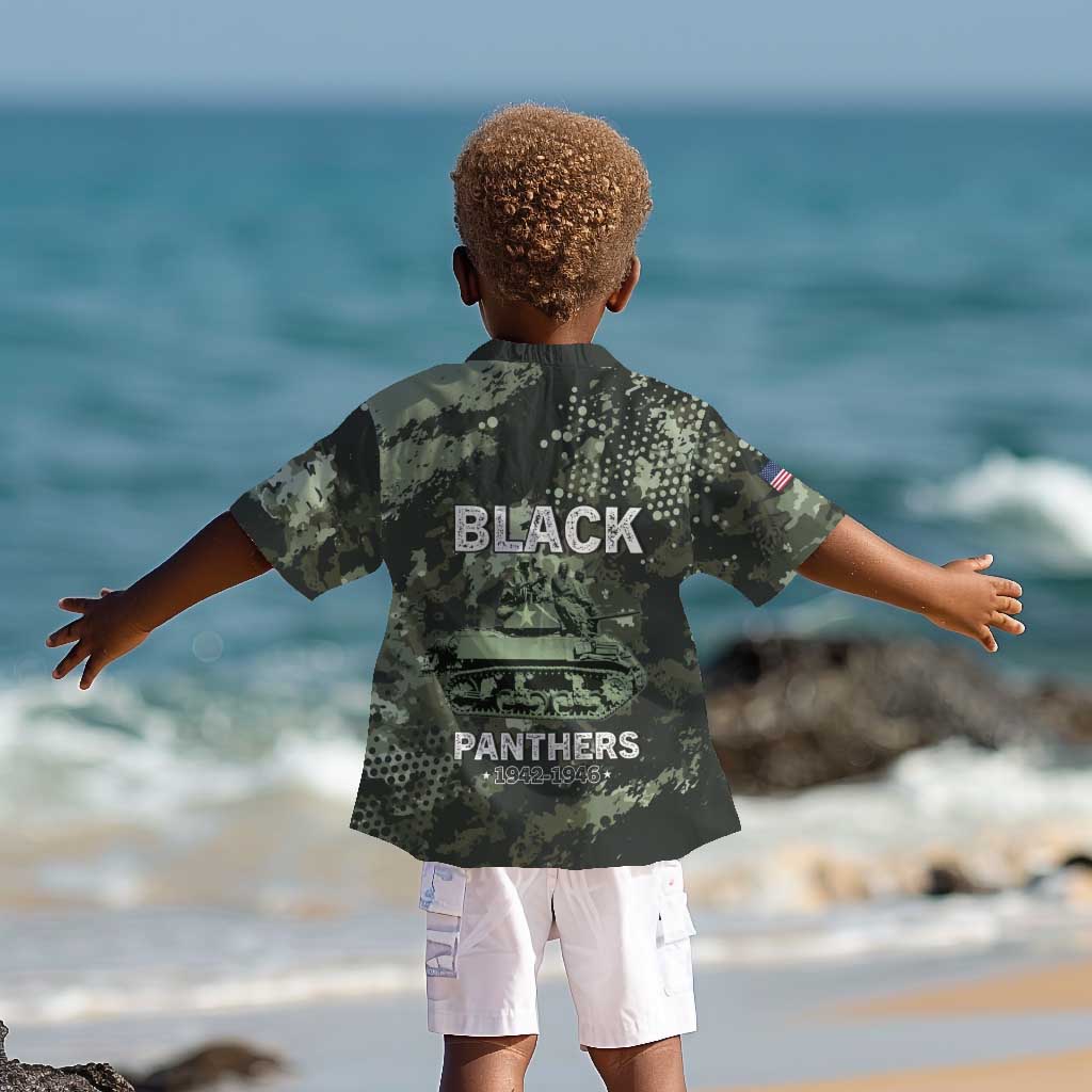 761st Tank Battalion Black Panthers Kid Hawaiian Shirt WWII Military Camouflage - Wonder Print Shop