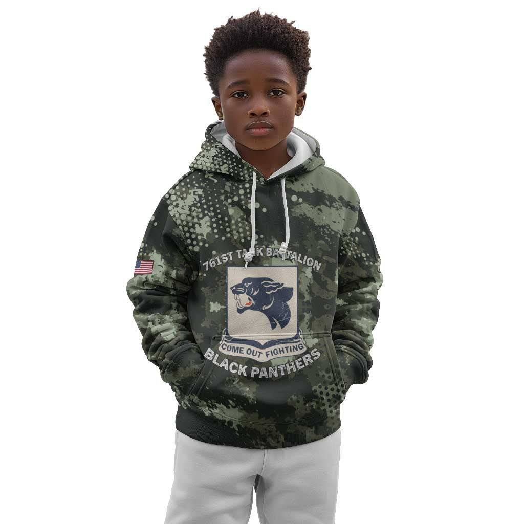 761st Tank Battalion Black Panthers Kid Hoodie WWII Military Camouflage - Wonder Print Shop