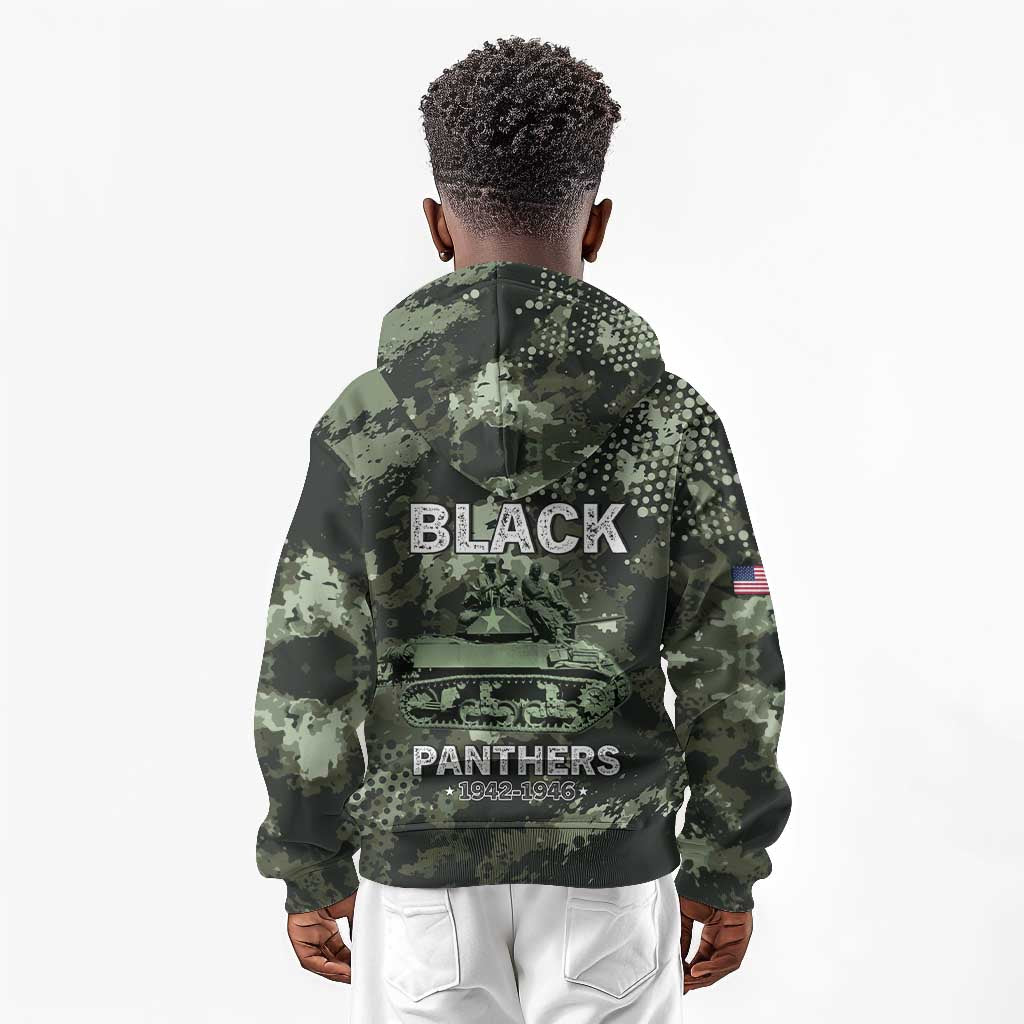 761st Tank Battalion Black Panthers Kid Hoodie WWII Military Camouflage - Wonder Print Shop