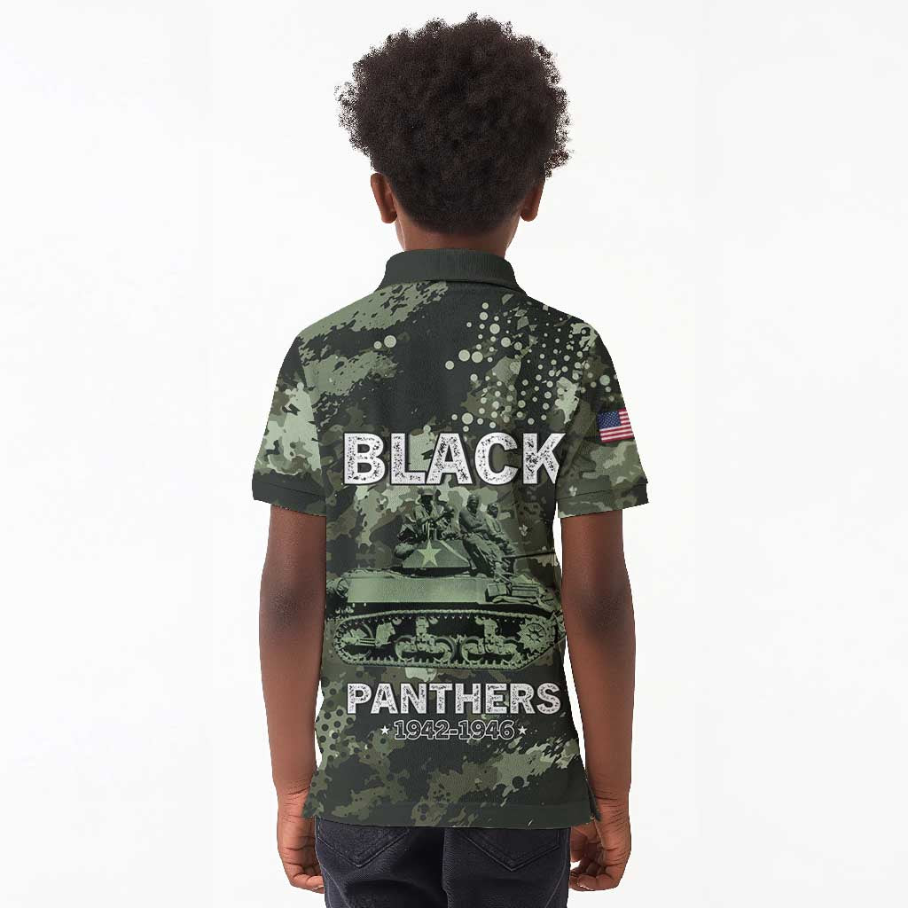 761st Tank Battalion Black Panthers Kid Polo Shirt WWII Military Camouflage - Wonder Print Shop