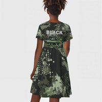 761st Tank Battalion Black Panthers Kid Short Sleeve Dress WWII Military Camouflage - Wonder Print Shop