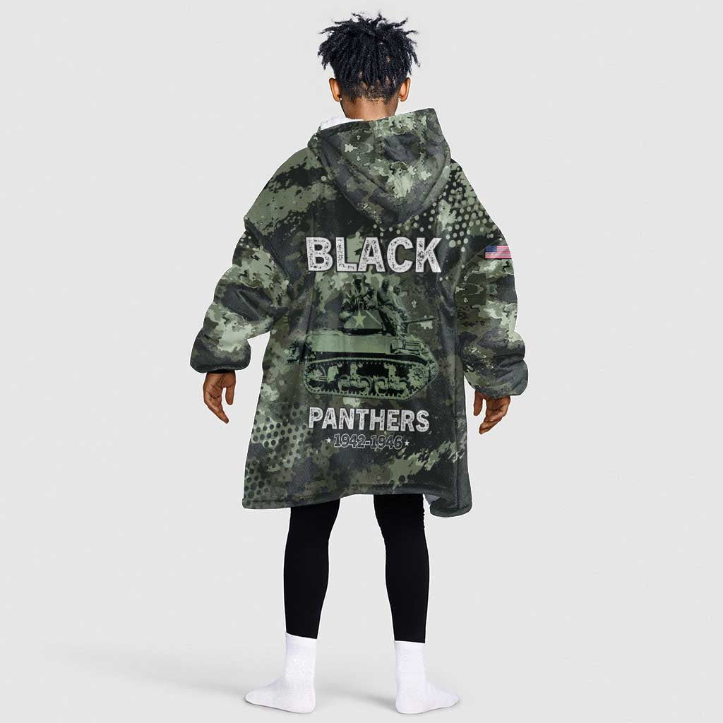 761st Tank Battalion Black Panthers Kid Wearable Blanket Hoodie WWII Military Camouflage - Wonder Print Shop