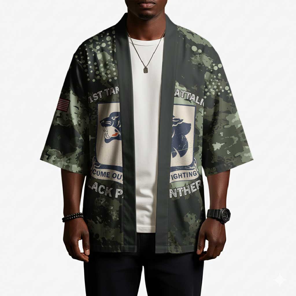 761st Tank Battalion Black Panthers Kimono WWII Military Camouflage - Wonder Print Shop