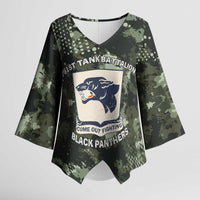761st Tank Battalion Black Panthers Kimono Sleeve Blouse WWII Military Camouflage - Wonder Print Shop