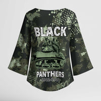 761st Tank Battalion Black Panthers Kimono Sleeve Blouse WWII Military Camouflage - Wonder Print Shop