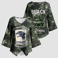 761st Tank Battalion Black Panthers Kimono Sleeve Blouse WWII Military Camouflage - Wonder Print Shop