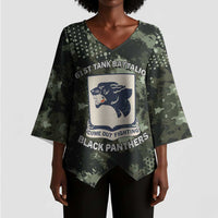761st Tank Battalion Black Panthers Kimono Sleeve Blouse WWII Military Camouflage - Wonder Print Shop